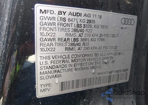 2019 Audi Q8 55 Premium из США, поврежденный, VIN WA1CVAF10KD015009